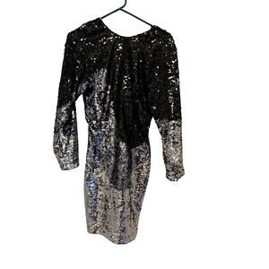 Vintage Lillie Rubin Black & Silver Sequin Gown 80s Glam Evening Dress Size 8